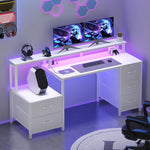 Escritorio Gaming 67" con LED, 5 Cajones y Soporte Monitor
