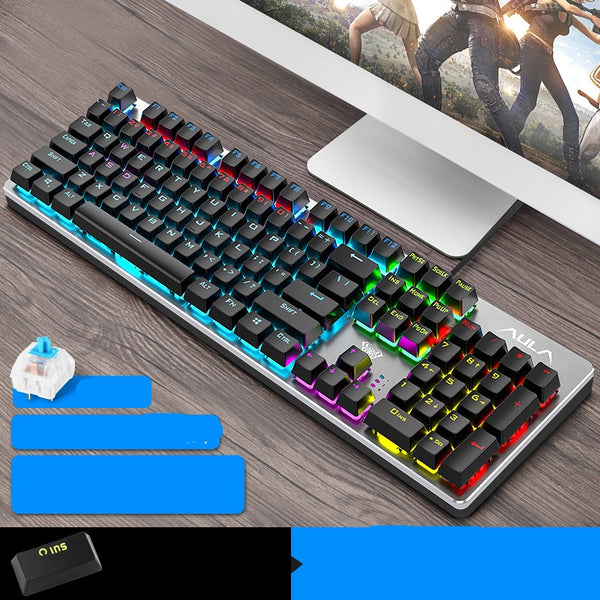 Teclado Mecánico Gaming Steampunk Ejes Verdes y Negros