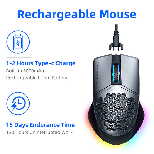 Ratón Gaming Inalámbrico Machenike M8 RGB Recargable