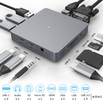 Docking Station USB-C 11 en 1 HDMI VGA RJ45 USB 3.0