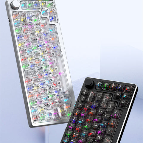 Teclado Mecánico RGB Inalámbrico Tri-modo Transparente