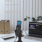 Micrófono Condensador USB con Luz RGB Ambiente
