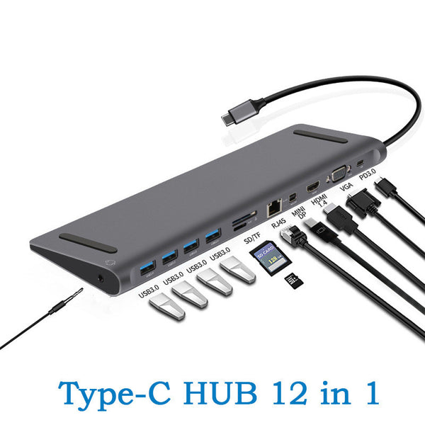 Hub Multipuerto USB-C 12 en 1 con Salida HD