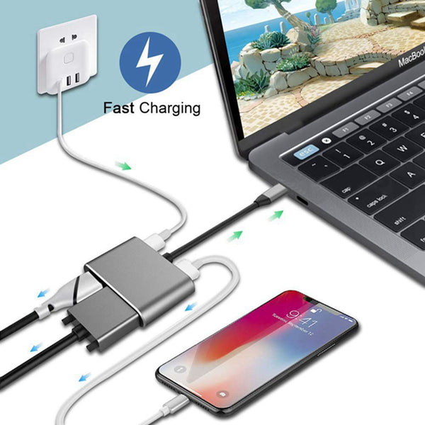 Hub Adaptador USB Tipo C Múltiples Puertos