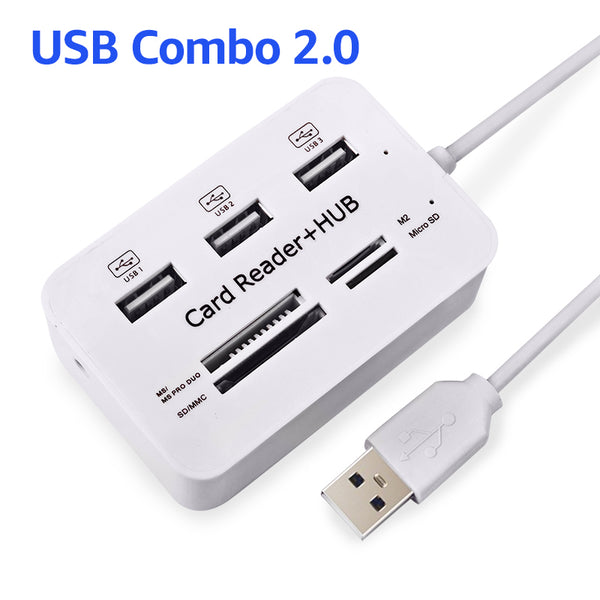 Hub USB 2.0 Multi-Puerto con Lector de Tarjetas