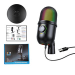 Micrófono Condensador USB Reducción Ruido RGB