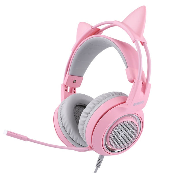 Auriculares Gaming 7.1 Surround USB LED Orejas Gato