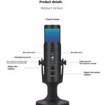 Micrófono Condensador USB con Luz RGB Ambiente