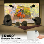 Proyector 4K 5G Bluetooth con Corrección 4D Keystone 1080P
