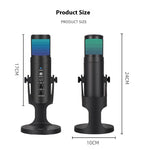 Micrófono Condensador USB con Luz RGB Ambiente