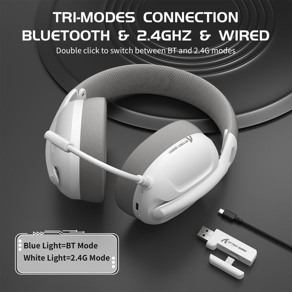 Auricular Gaming Bluetooth 2.4G Triple Modo con Micrófono